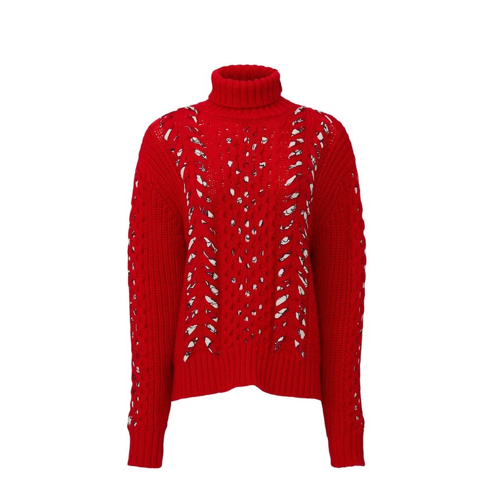 Jason Wu Interlocked Turtleneck Sweater Red‎ Size Large - Picture 5 of 9
